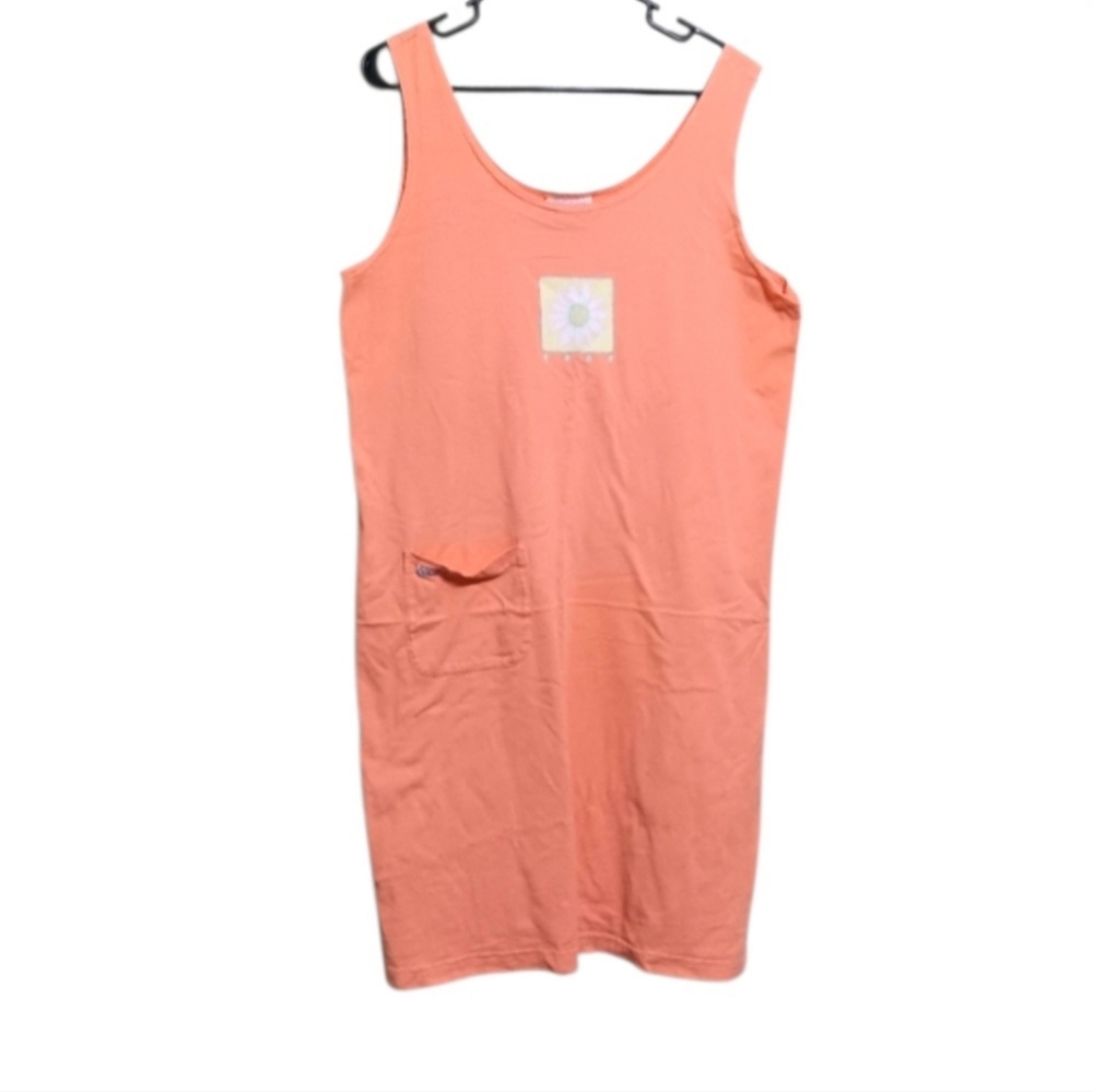 Fresh Produce Light Orange Cotton Knit Dress Flower Pocket